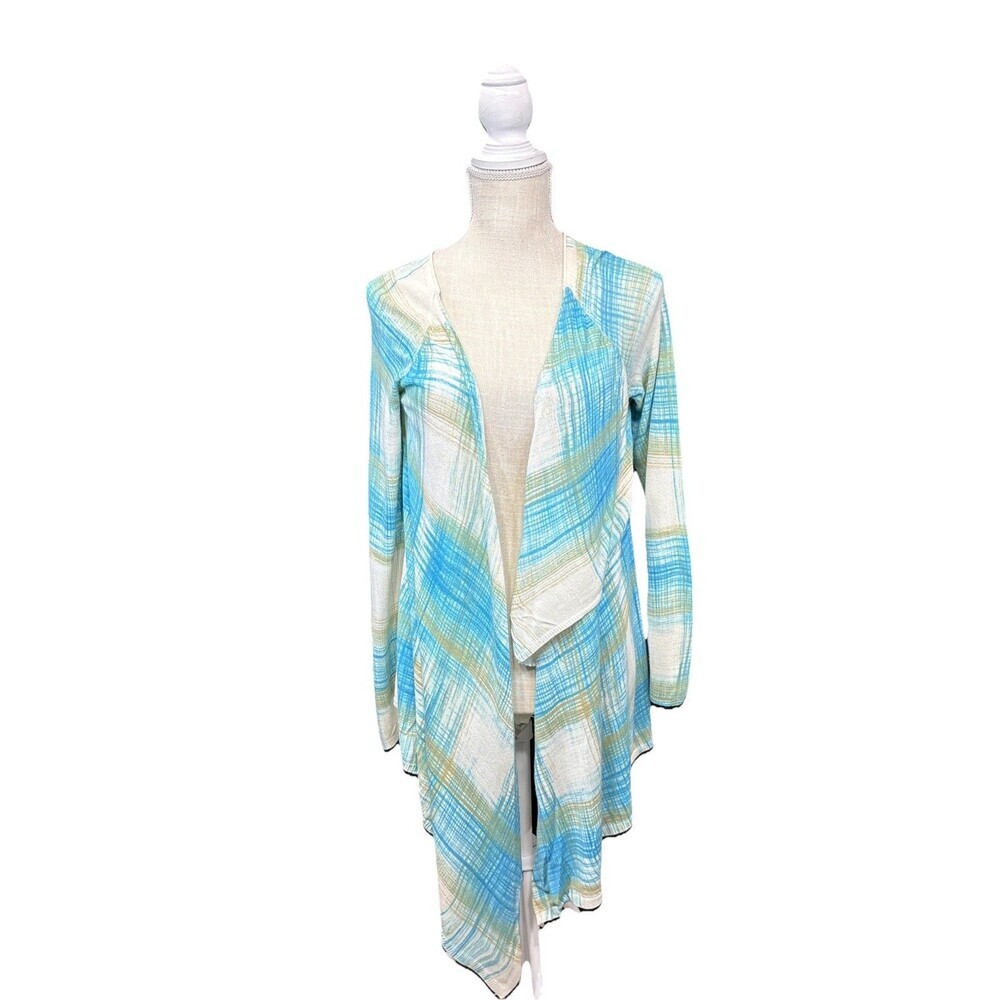 Anthropologie Sparrow Revolution Draped Cardigan Medium Plaid Crosshatch Open